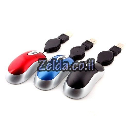 עכבר USB עם כבל נגלל
